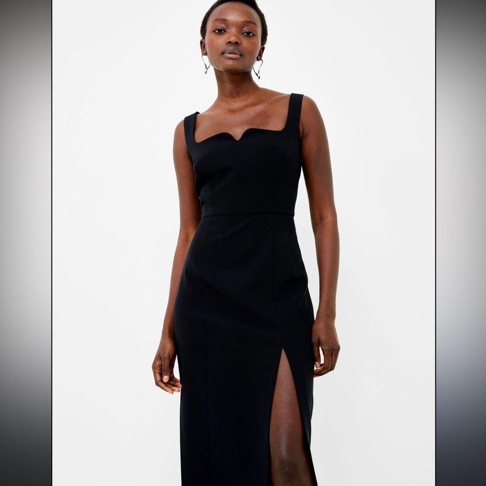 French Connection Elegant Black Sweetheart midi dress